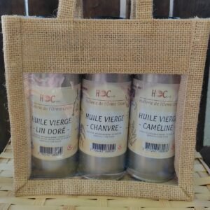 Sac cadeau 3 huiles vierges (lin doré, chanvre, caméline)