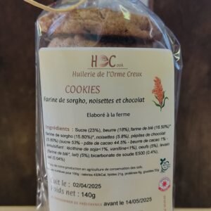 Cookies farine de sorgho, noisettes et chocolat